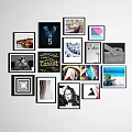 Creative Photo Wall With Various Frames Colorful And Black White Prints Mixed Sizes 3d model