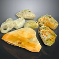 Natural Stone and Rustic Wood Decorative Pieces with Various Shapes and Colored Textures