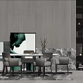Modern Dining Table and Chair Combination Dining Table 3d model