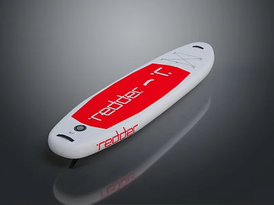 White And Red Paddle Board For Water Sports With Reader T Logo And Reaber Design 3d model