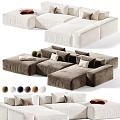 Elegant Multi Seater Sofa With Modular Design Velvet Upholstery Plush Cushions And Color Options