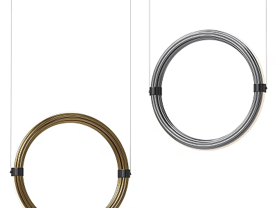 Elegant Gold and Silver Circular Chandelier with Modern Ring Design 3d model