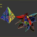 Colorful Geometric Art Pieces With 3D Hollow Design And Surface Patterns