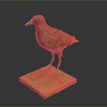 Realistic Bird Taxidermy Specimen Standing On Wooden Display Base With Natural Posture