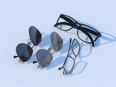 Stylish Eyewear Collection With Black Gray Frames Sunglasses And Optical Glasses 3d model