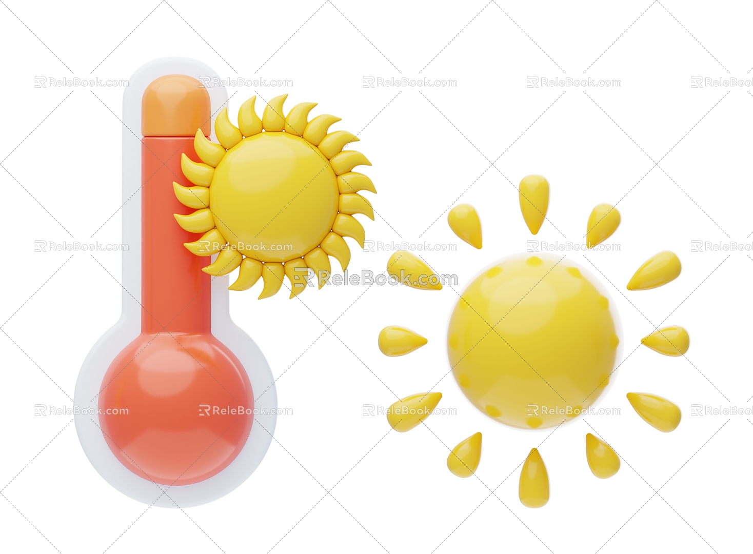 Modern Sun Thermometer Cartoon Sun 3d model