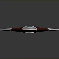 Triangular Decorative Artisan Piece With Red Silver Accents And Black Circular Design