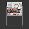 Professional Test Equipment With Display Screen Buttons Interfaces And Colored Wires On Wheeled Metal Stand
