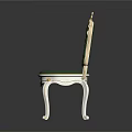 Elegant Green Tufted Leisure Chair With Gold Ornate Accents And White Carved Legs