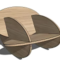 Modern Minimalist Wooden Leisure Chair With Curved Wood Structure And Natural Wood Grain