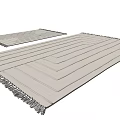 Light Beige Square Rug With Geometric Pattern And Fringe Edges For Modern Home