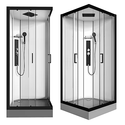 Modern Steam Shower Sauna Enclosure With Glass Doors Control Panel And Shower Head 3d model