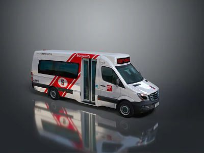 White Emergency Ambulance Vehicle With Red Stripes And Medical Rescue Design 3d model