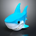 Cute Blue And White Shark Plush Toy With Big Eyes And Smiling Mouth Design