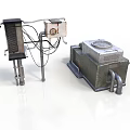 Industrial Mechanical Equipment With Metal Structure Control Panel Pipes And Box Enclosure Circular Cover