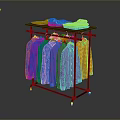 Colorful Casual Shirts Hanging on Metal Clothing Rack with Folded Clothes