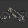 BETTERON Beige Electric Mountain Bicycle With Green Seat Rear Rack Large Tires And Reflective Strips
