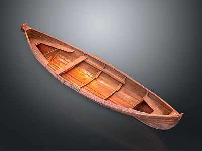 Vintage Handcrafted Wooden Boat With Natural Wood Grain And Rustic Texture 3d model