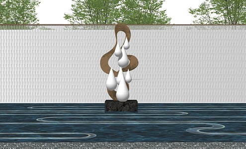 Modern City Sculpture Waterscape Sculpture Wall 3d model