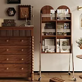 Classic Wooden Chest of Drawers with Brass Handles and Decorative Top Trim