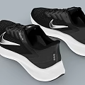 Black And White Running Shoes With Mesh Upper Breathable Athletic Design