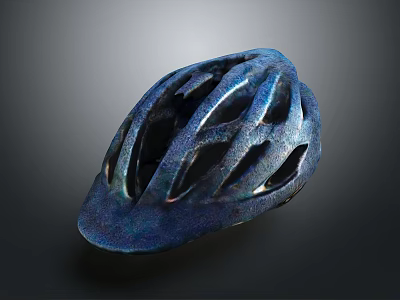 Blue Metallic Weapon With Hollow Patterns And Shiny Surface Finish 3d model