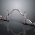 Scenic Stone Arch Landscape Featuring Gray Background Reflection Stone Railings and Yellow Text 3d model