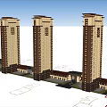 Modern High Rise Buildings With Brown Beige Facade And Urban Layout Design