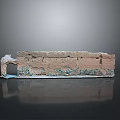Ancient Clay Building Structure With Broken Sections And Blue Stains On Reflective Base 3d model