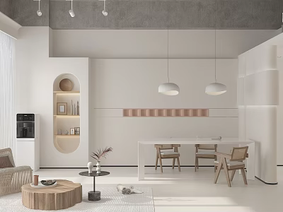 Modern Beauty Hair Salon Interior With White Grey Tones Wooden Elements And Styling Chairs 3d model