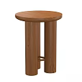 Two Wooden Side Tables With Round Tops And Cylindrical Legs Design