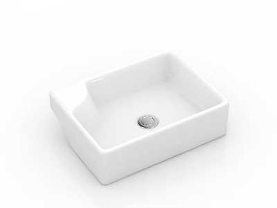 Modern White Square Ceramic Countertop Washbasin with Simple Design for Bathroom Decor 3d model