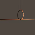 Modern Minimalist Pendant Light With Circular Ring And Illuminated Long Bar Design