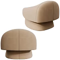 Contemporary Modern Single Sofa with Curved Design Soft Fabric and Elegant Armrests