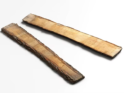 Two Raw Long Stone Wood Planks With Natural Texture And Rough Surface 3d model