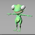 3D Green Frog Character With Big Eyes Open Arms And Smiling Expression 3d model