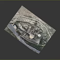 Ancient Castle Architecture With Encircling Walls Round Towers And Surrounding Greenery