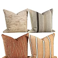 Decorative Pillows In Natural Tones With Striped Patterns And Textured Fabric For Home Decor