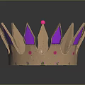Golden Crown with Purple Accents and Reflection on Dark Background