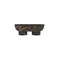 Stylish Ceramic Bowl With Black Brown Marble Texture And Two Cylindrical Feet