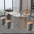 Light Luxury Tea Table and Chair 3d model