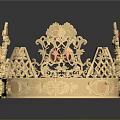 Elegant Exquisite Golden Crown Jewelry With Pink Gemstones And Intricate Carvings