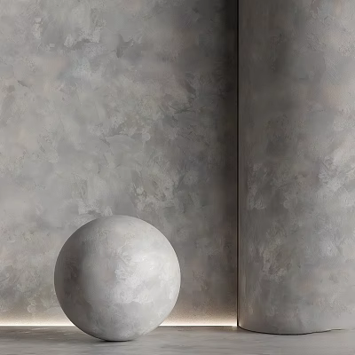 White Spherical Component With Smooth Surface Against Gray Textured Wall Design 3d model