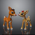 Cute Plush Reindeer Toys Orange Light Orange With Big Eyes Red Bow
