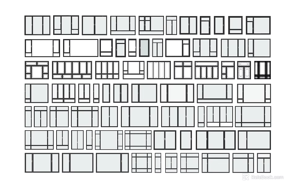 Various Window Pane Patterns With Different Geometric Shapes And Designs 3d model 