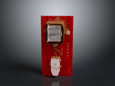 Red Decorative Item With Transparent Panel And White Label Design 3d model