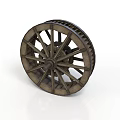 Vintage Wooden Wheel With Spokes And Hub For Historical Equipment