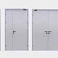 Modern White Doors With Single And Double Panel Design And Metal Handles 3d model
