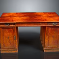 Antique Wooden Desk Featuring Classic Design With Drawers And Cabinet Doors