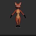Cartoon Fox Character 3D Model With Orange Body And Black Paws
